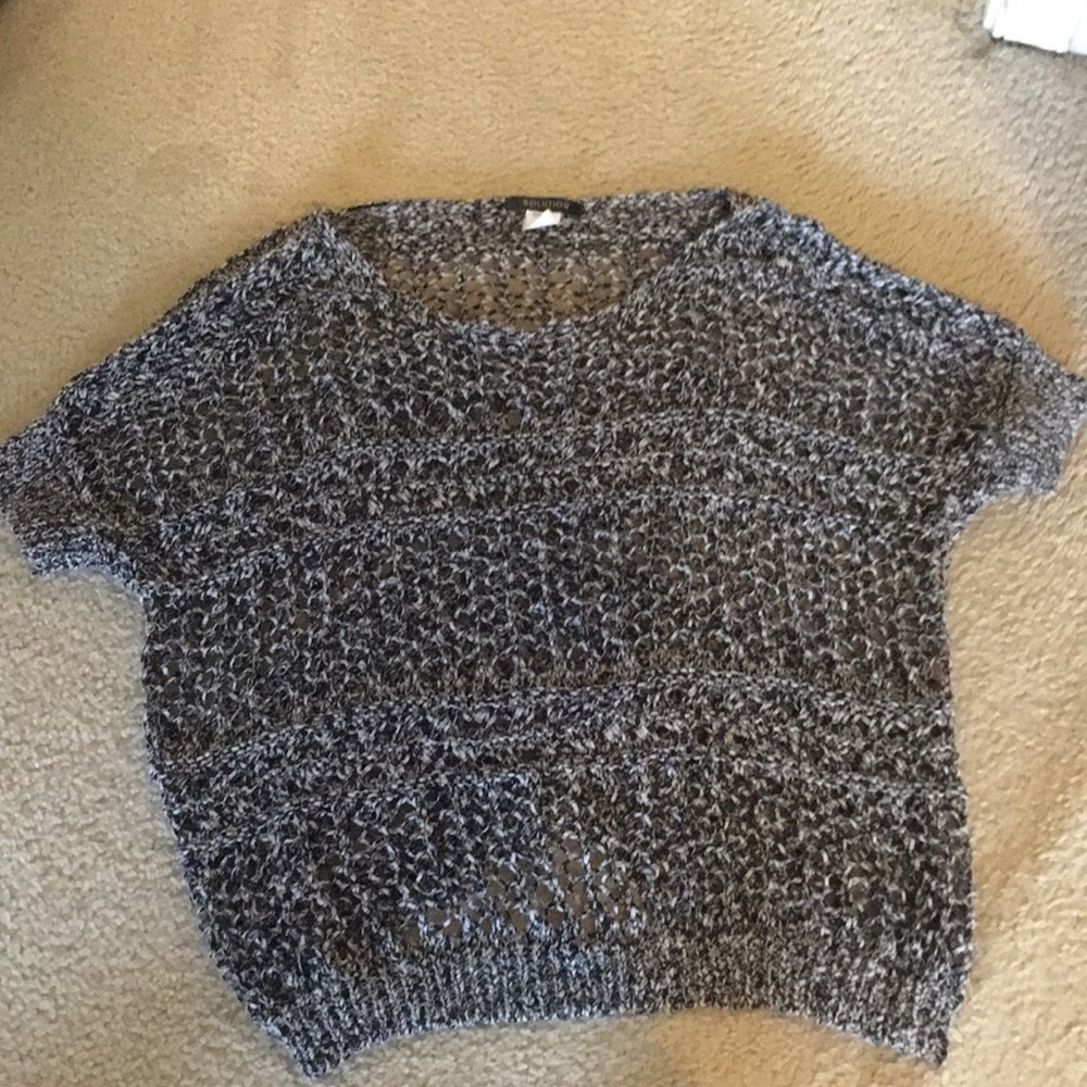 Gray and black top